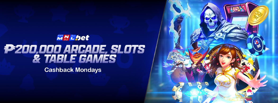 ₱200,000 Arcade, Slots & Table Games Cashback Mondays